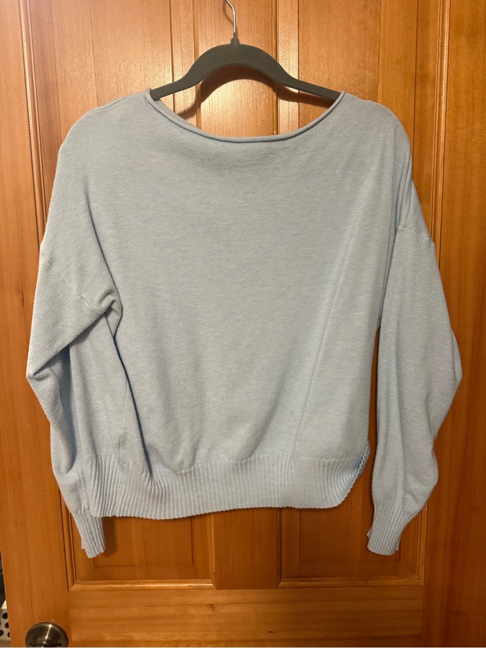 Light Blue Scoop-Neck Women's Sweater